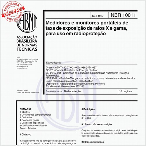 Medidores e monitores portáteis de taxa de exposição de raios X e gama, para uso em radioproteção