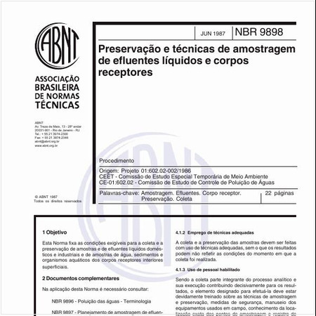 Preservação e técnicas de amostragem de afluente líquidos e corpos receptores - Procedimento