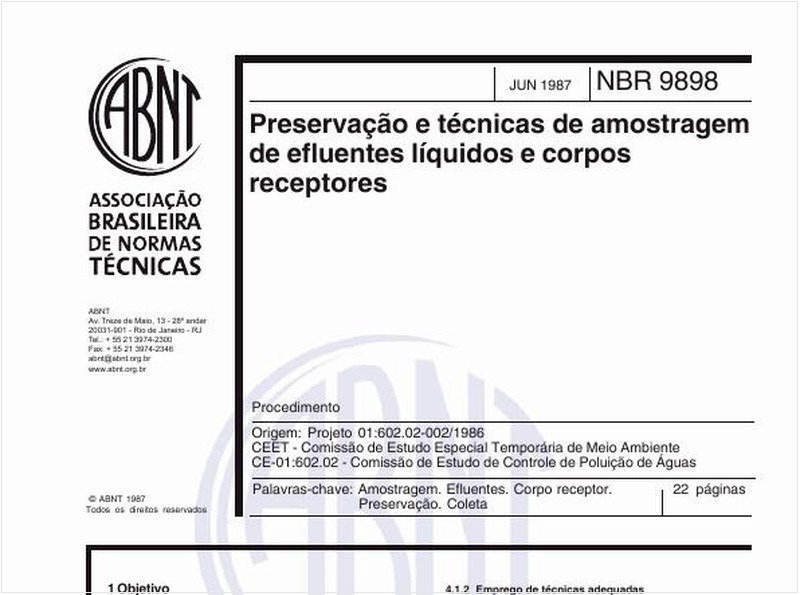 Preservação e técnicas de amostragem de afluente líquidos e corpos receptores - Procedimento