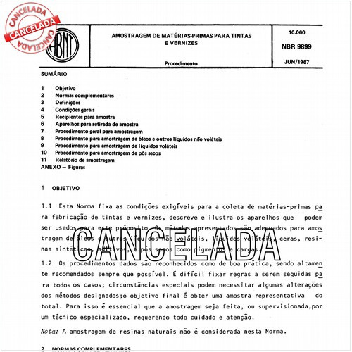 Amostragem de matérias-primas para tintas e vernizes