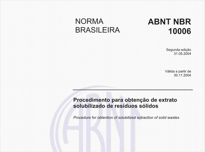 Procedimento para obtenção de extrato solubilizado de resíduos sólidos