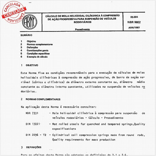 Cálculo de mola helicoidal cilíndrica a compressão de ação progressiva para suspensão de veículos rodoviários