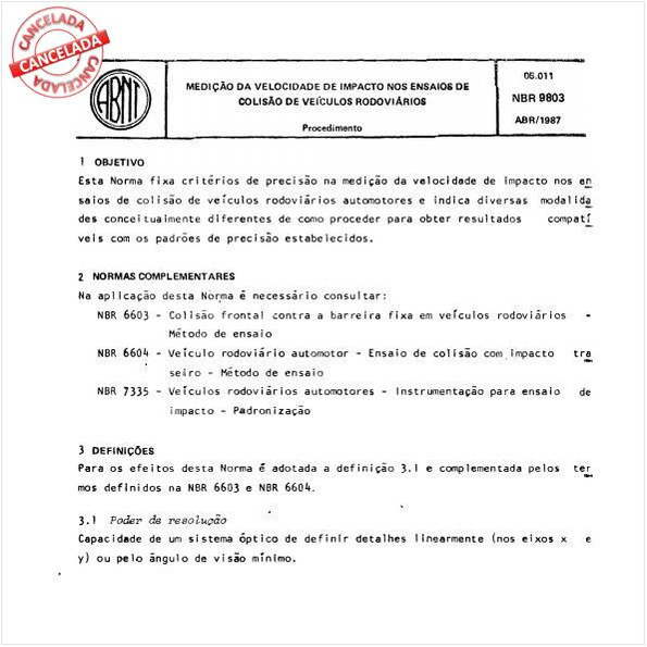 Medição da velocidade de impacto nos ensaios de colisão de veículos rodoviários