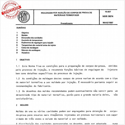 Moldagem por injeção de corpos-de-prova de materiais termofixos