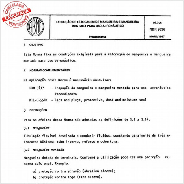 Execução de estocagem de mangueira e mangueira montada para uso aeronáutico