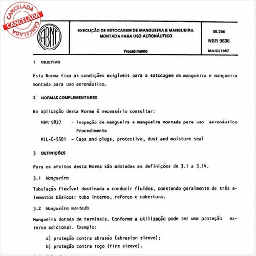 Execução de estocagem de mangueira e mangueira montada para uso aeronáutico