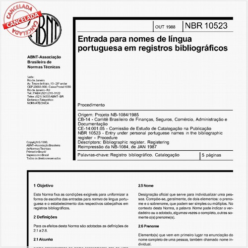Entrada para nomes de lingua portuguesa em registros bibliográficos