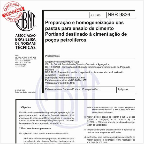 Preparação e homogeneização das pastas para ensaio de cimento Portland destinado à cimentação de poços petrolíferos