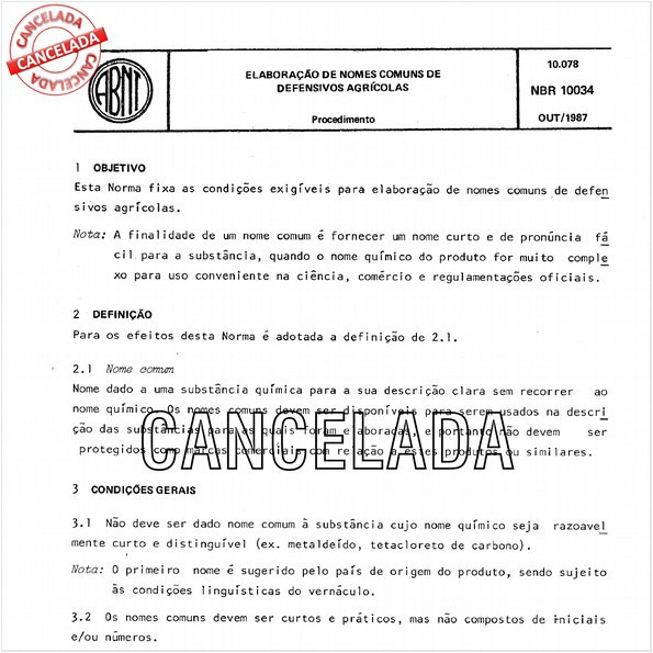 Elaboração de nomes comuns de defensivos agrícolas