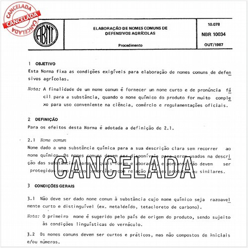 Elaboração de nomes comuns de defensivos agrícolas