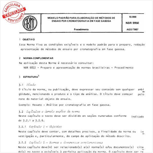 Modelo padrão para elaboração de métodos de ensaio por cromatografia em fase gasosa