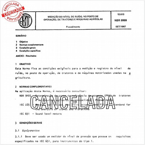 Medição do nível de ruído, no posto de operação, de tratores e máquinas agrícolas