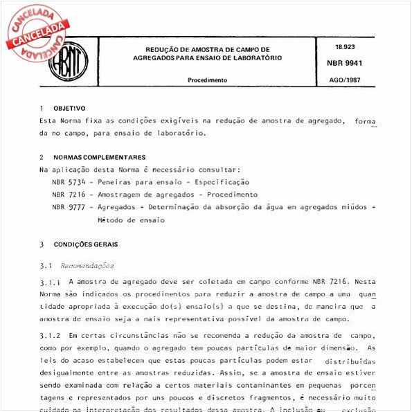 Redução de amostra de campo de agregados para ensaio de laboratório