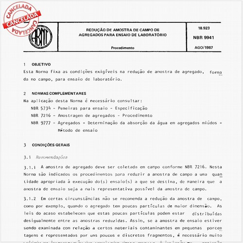 Redução de amostra de campo de agregados para ensaio de laboratório