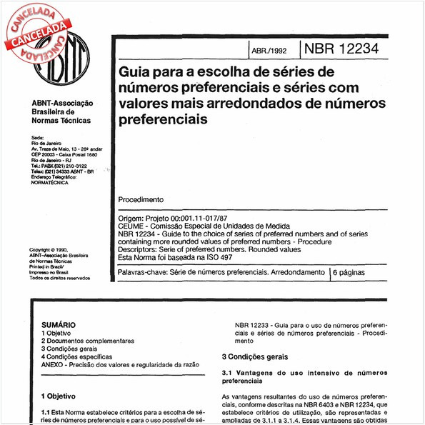 Guia para a escolha de séries de números preferenciais e séries com valores mais arredondados de números preferenciais