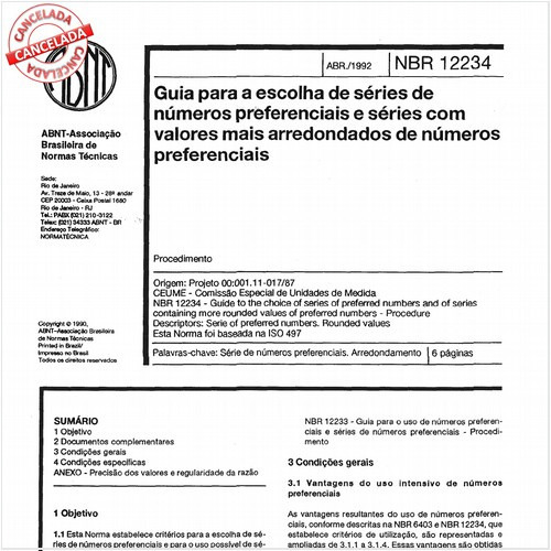 Guia para a escolha de séries de números preferenciais e séries com valores mais arredondados de números preferenciais
