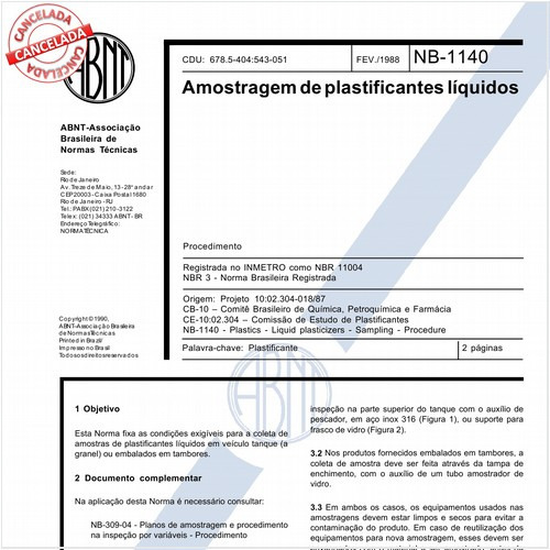 Amostragem de plastificantes líquidos
