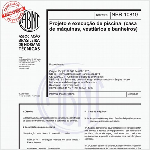 Projeto e execução de piscina (casa de máquinas, vestiários e banheiros)