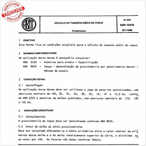 Cálculo do tamanho médio de coque