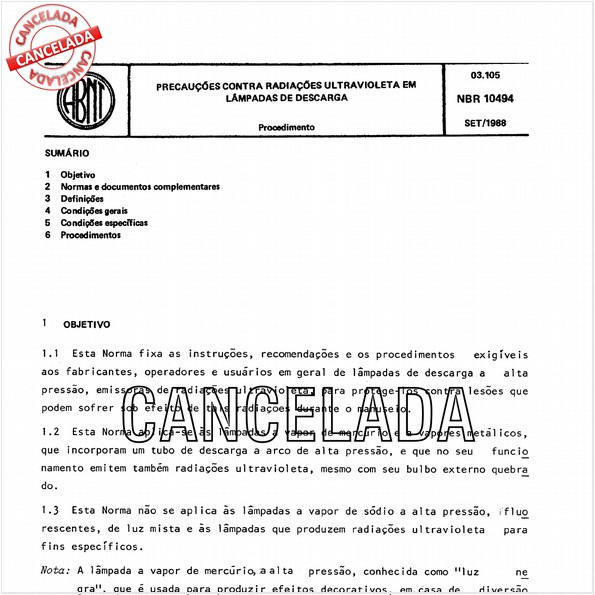 Precauções contra radiações ultravioleta em lâmpadas de descarga