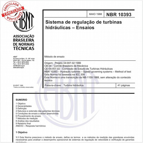 Sistema de regulação de turbinas hidráulicas - Ensaios