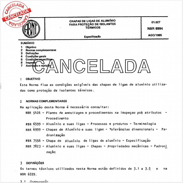 Chapas de ligas de alumínio para proteção de isolantes térmicos