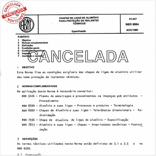 Chapas de ligas de alumínio para proteção de isolantes térmicos