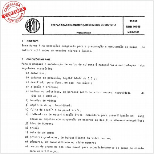 Preparação e manutenção de meios de cultura