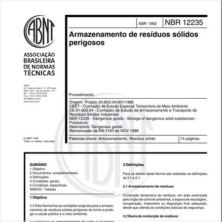 Armazenamento de resíduos sólidos perigosos - Procedimento