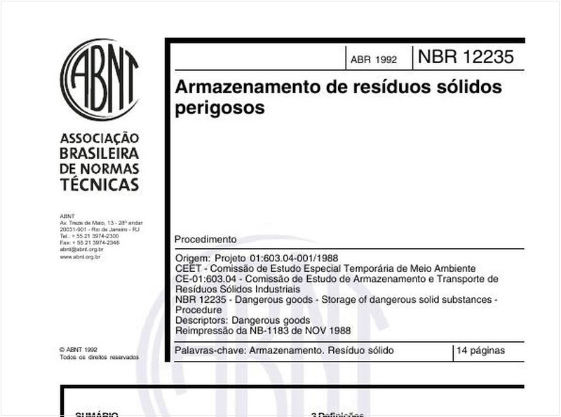 Armazenamento de resíduos sólidos perigosos - Procedimento