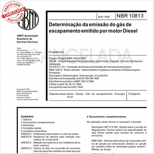 Determinação da emissao do gás de escapamento emitido por motor Diesel
