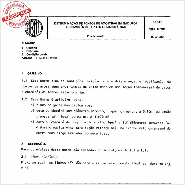 Determinação de pontos de amostragem em dutos e chaminés de fontes estacionárias