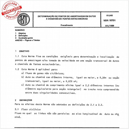 Determinação de pontos de amostragem em dutos e chaminés de fontes estacionárias