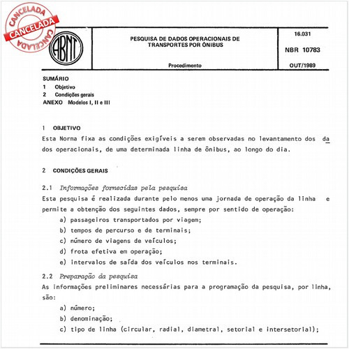 Pesquisa de dados operacionais de transporte por ônibus