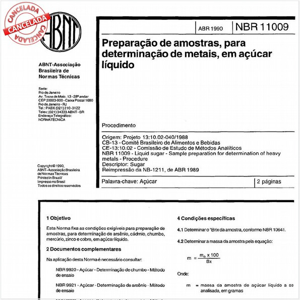 Preparação de amostras para determinação de metais em açúcar líquido