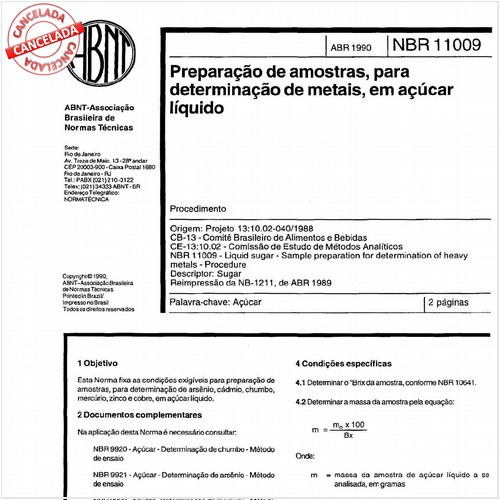 Preparação de amostras para determinação de metais em açúcar líquido