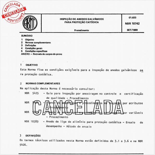 Inspeção de anodos galvânicos para proteção catódica