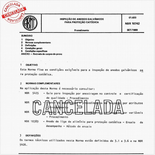 Inspeção de anodos galvânicos para proteção catódica