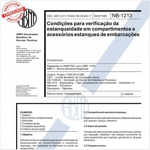 Condições para verificação da estanqueidade em compartimentos e acessórios estanques de embarcações