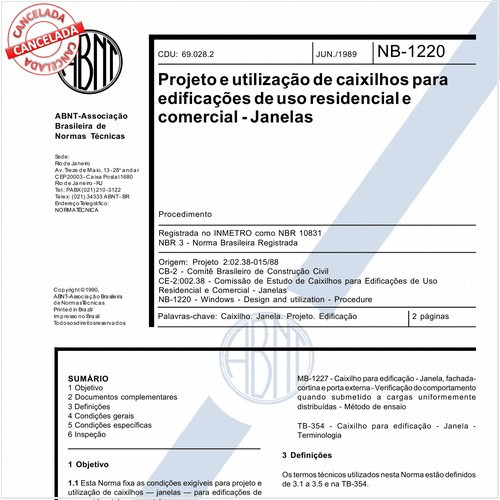 Projeto e utilização de caixilhos para edificações de uso residencial e comercial - Janelas