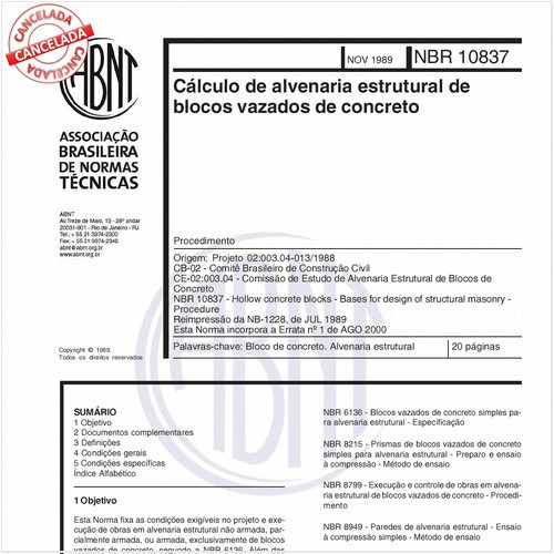 Cálculo de alvenaria estrutural de blocos vazados de concreto