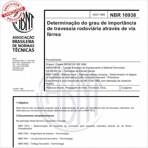 Determinação do grau de importância de travessia rodoviária através de via férrea