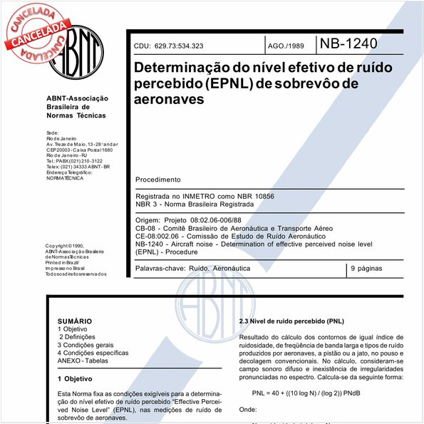 Determinação do nível efetivo de ruído percebido (EPNL) de sobrevoo de aeronaves