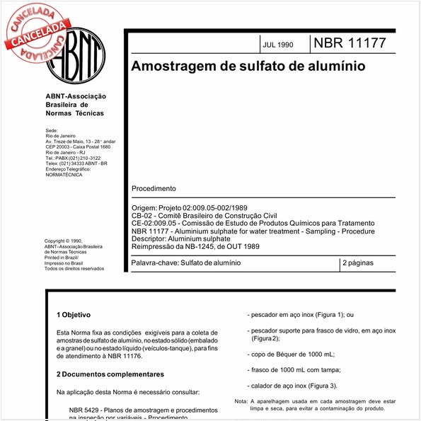 Amostragem de sulfato de alumínio
