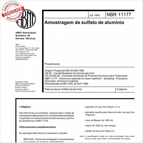 Amostragem de sulfato de alumínio