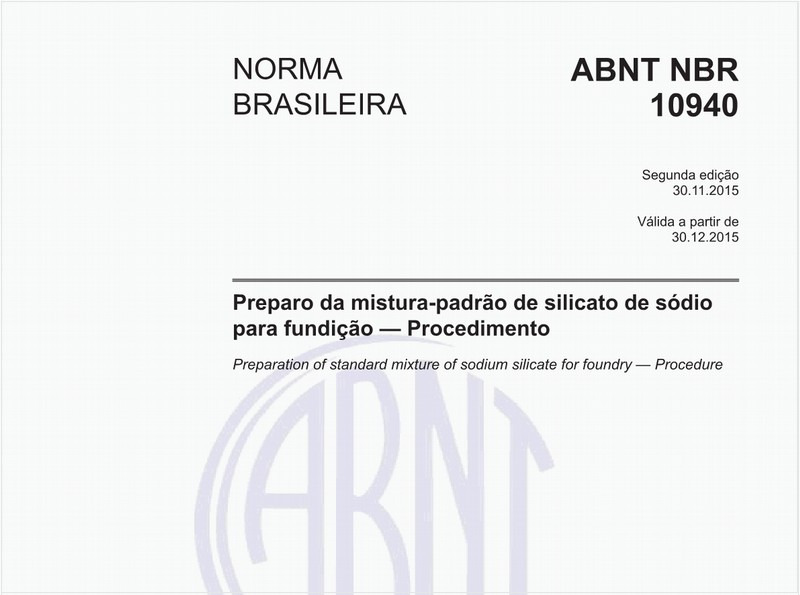 Preparo da mistura-padrão de silicato de sódio para fundição - Procedimento