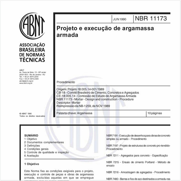 Projeto e execução de argamassa armada - Procedimento