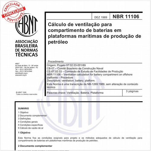 Cálculo de ventilação para compartimento de baterias em plataformas marítimas de produção de petróleo