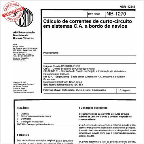 Cálculo de correntes de curto-circuito em sistemas C.A. a bordo de navios