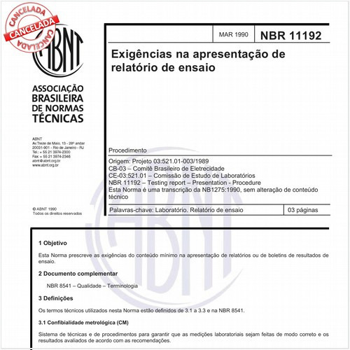 Exigências na apresentação de relatório de ensaio